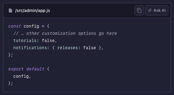 Ask AI button on a code block